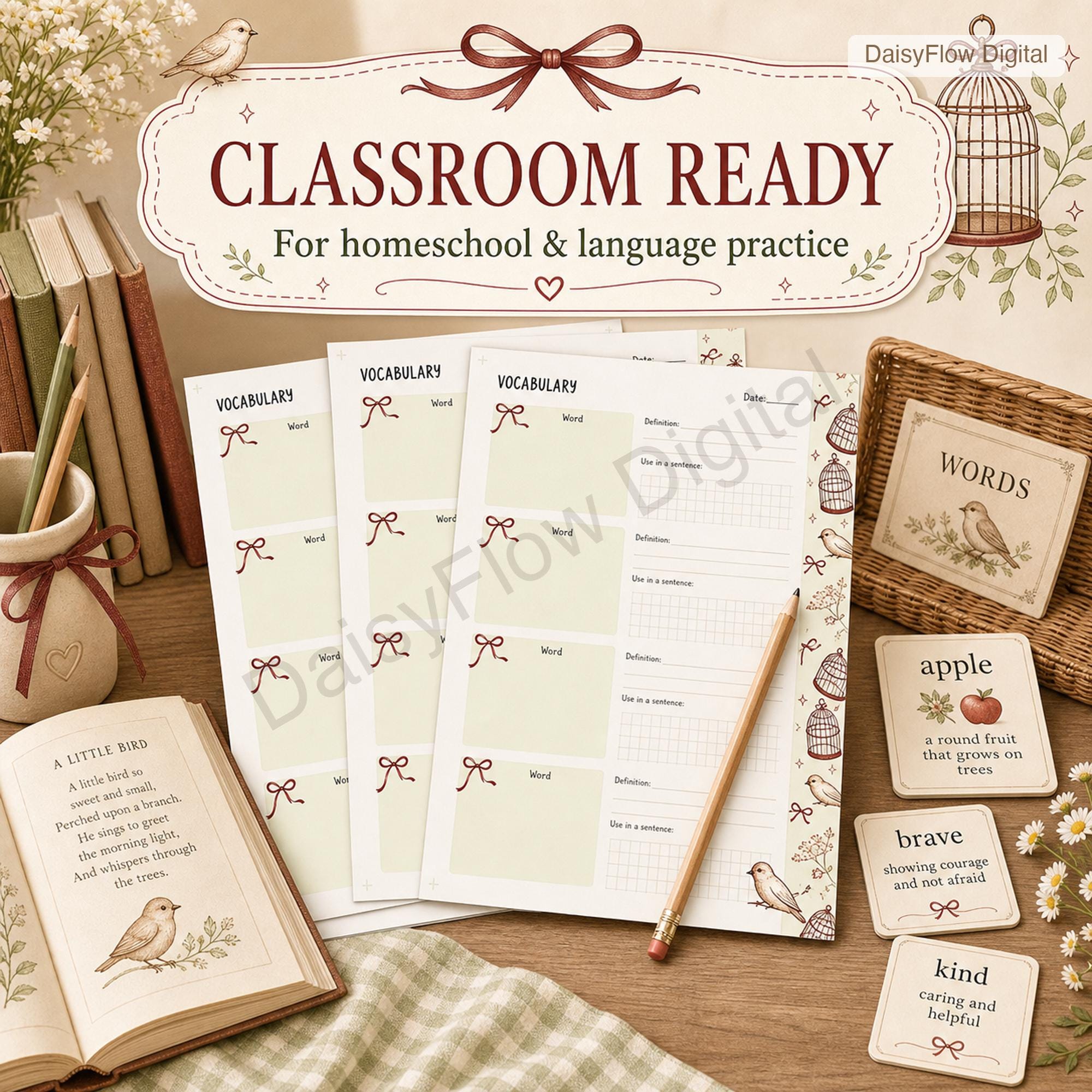 32  Vocabulary Worksheets | Printable Language Journal | Word Study Template | Homesc - image 7