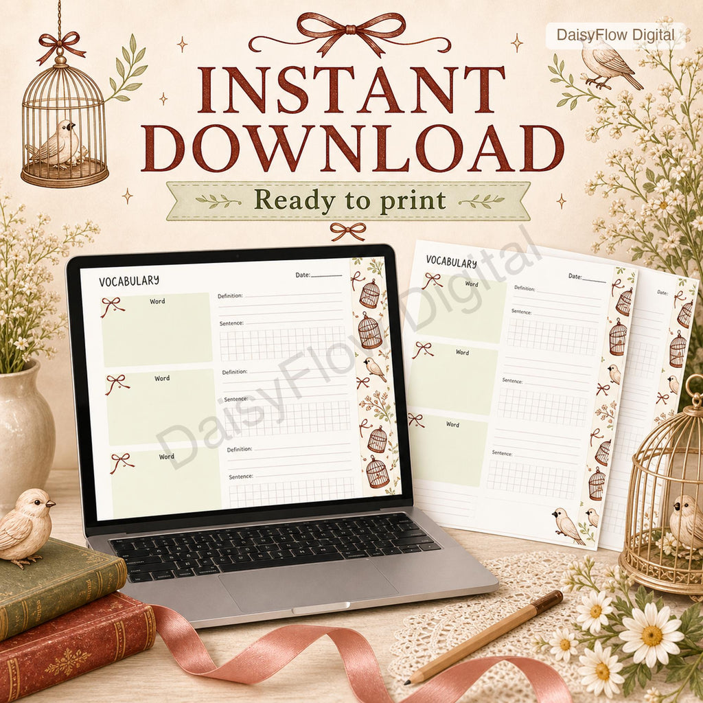 32  Vocabulary Worksheets | Printable Language Journal | Word Study Template | Homesc - image 8