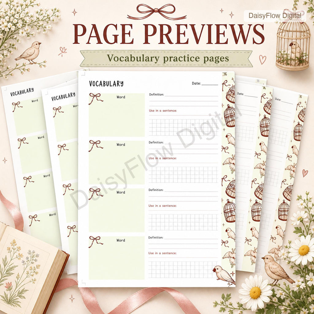 32  Vocabulary Worksheets | Printable Language Journal | Word Study Template | Homesc - image 9