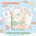 Cute Digital Planner, Undated Digital Planner, 78-Page Pastel Rainbow Planner, H - image 1
