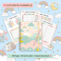 Cute Undated Digital Planner | Kawaii Pastel Rainbow Planner compatible with Goodnote - image 1