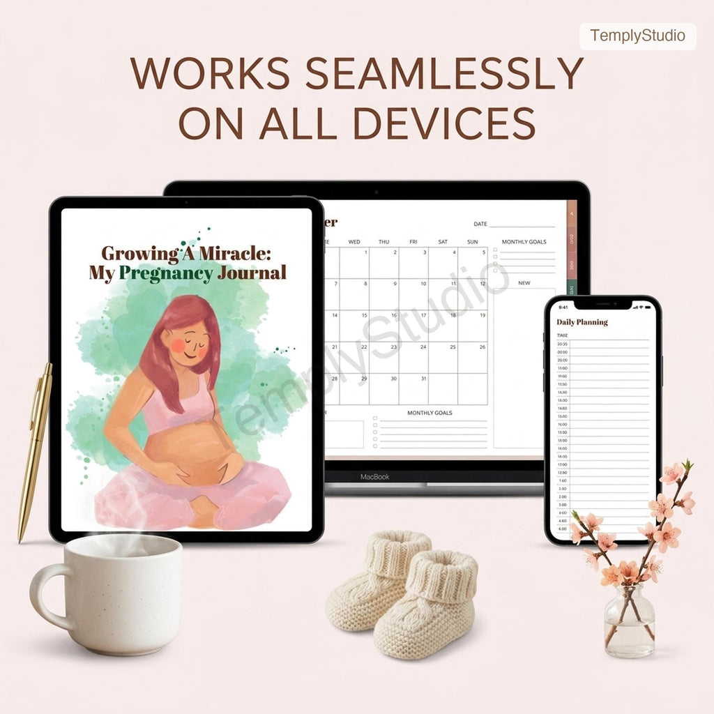 Digital Pregnancy Journal & Planner | Printable US Letter Baby Book | Weekly Tra - image 8