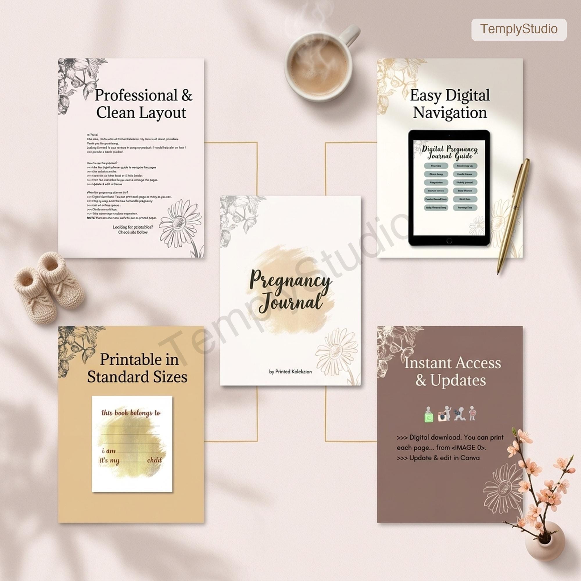 Digital Pregnancy Journal & Planner | Printable US Letter Baby Book | Weekly Tra - image 10
