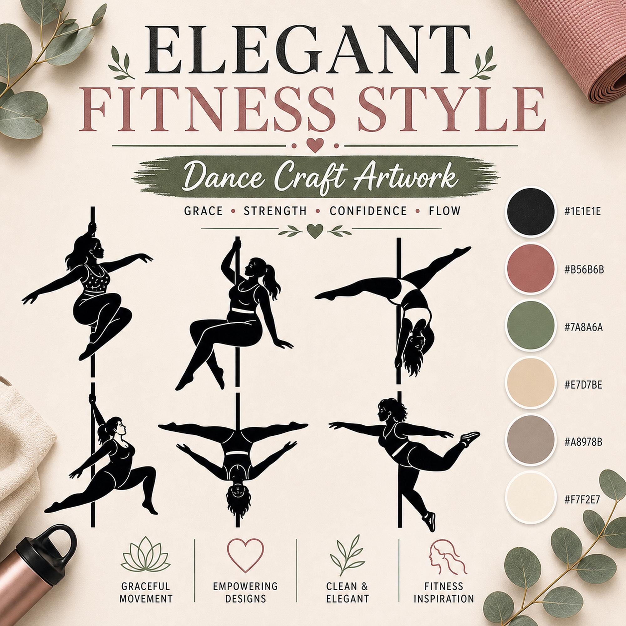 9 Pole Dance SVG Bundle | Fitness Silhouette Png | Pole Dancer Cricut Cut Files | Aer - image 3