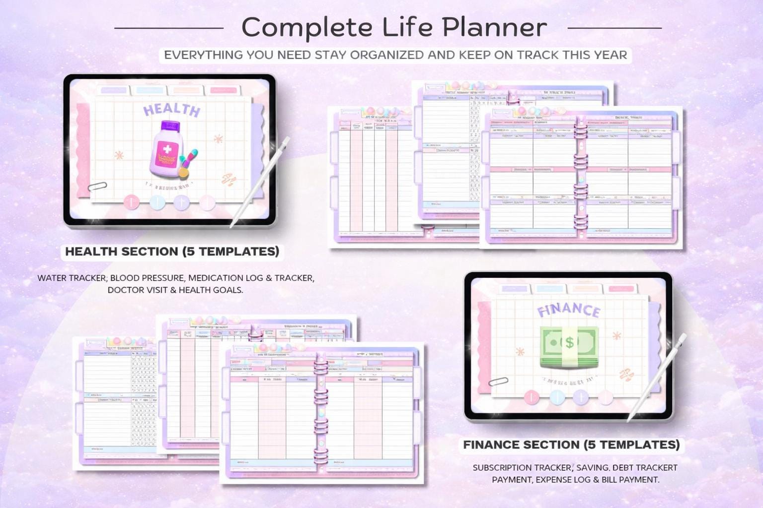 Cute Kawaii Life Planner | Editable Canva and GoodNotes Planner | Digital Health - image 6