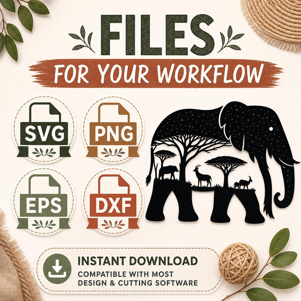 27 Elephant SVG Bundle | Safari Animal Scene SVG | Elephant Silhouette Cricut Files | - image 7