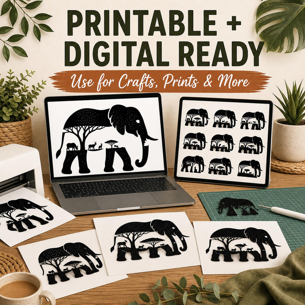 27 Elephant SVG Bundle | Safari Animal Scene SVG | Elephant Silhouette Cricut Files | - image 6