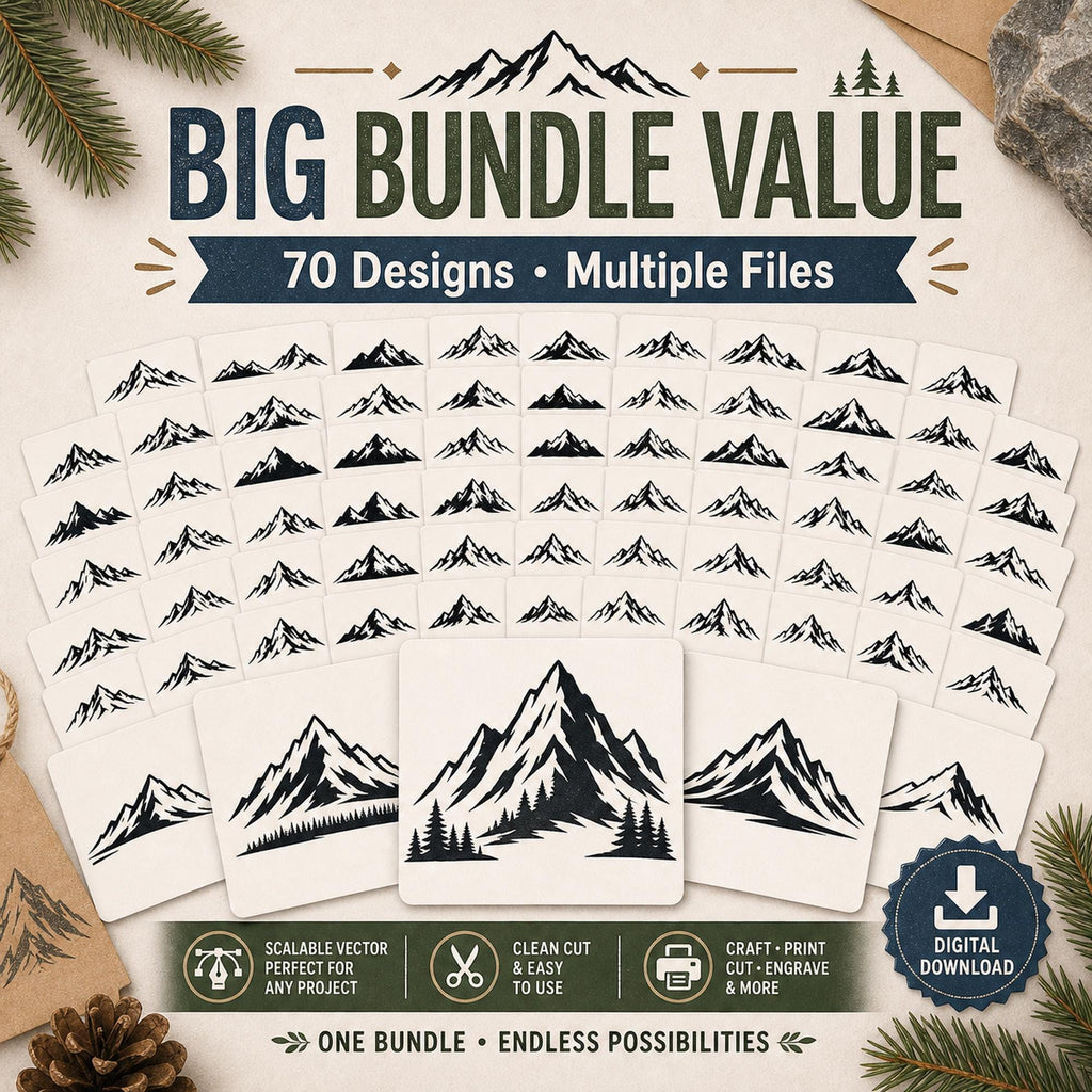 70 Mountain SVG Bundle Silhouette | Peak Designs Cricut Files | Mountain PNG | Forest - image 8