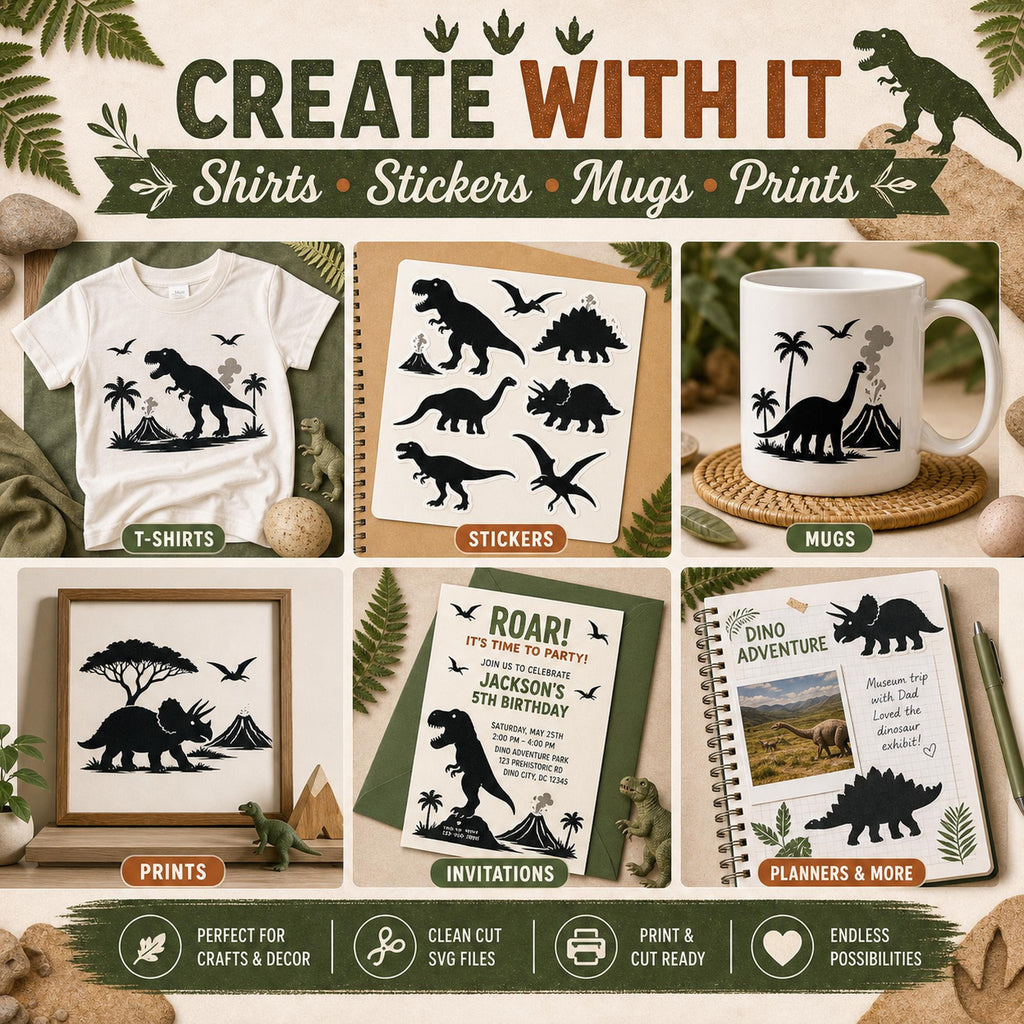 16 Dinosaur SVG Bundle Silhouette | Prehistoric Dino Clipart for Cutting Machines | T - image 5