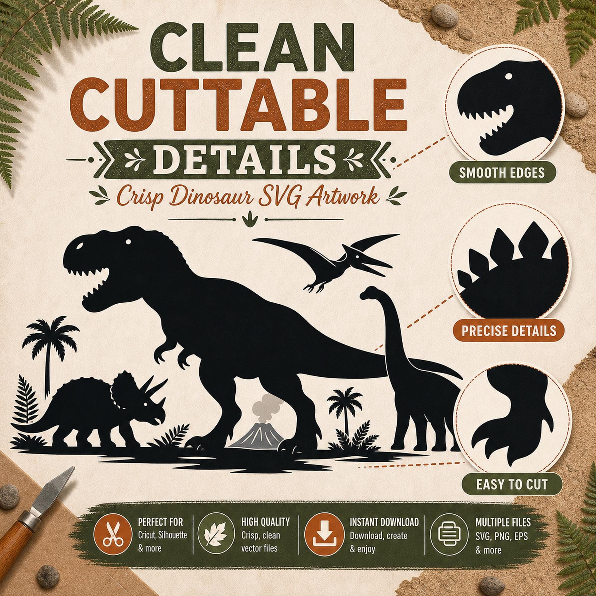 16 Dinosaur SVG Bundle Silhouette | Prehistoric Dino Clipart for Cutting Machines | T - image 4