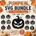 12 Pumpkin Face SVG Bundle | Jack O Lantern SVG | Halloween Cut Files | Spooky Pumpki - image 1