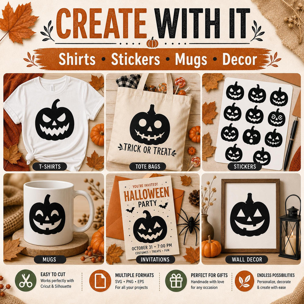 12 Pumpkin Face SVG Bundle | Jack O Lantern SVG | Halloween Cut Files | Spooky Pumpki - image 5