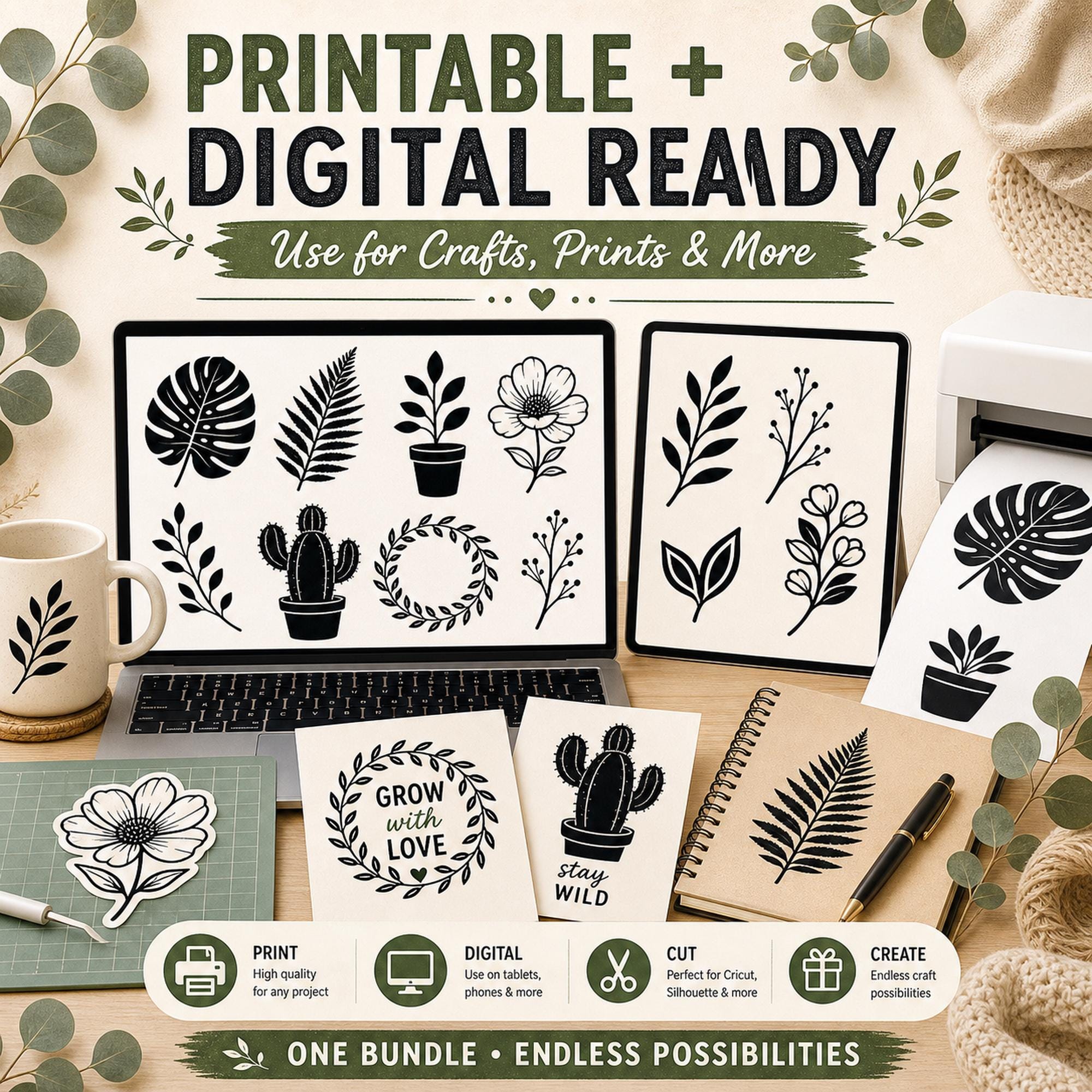 15 Floral Leaves Silhouette SVG Bundle | Botanical Plant Cut Files for Cricut |  - image 7