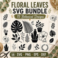 15 Floral Leaves Silhouette SVG Bundle | Botanical Plant Cut Files for Cricut |  - image 1