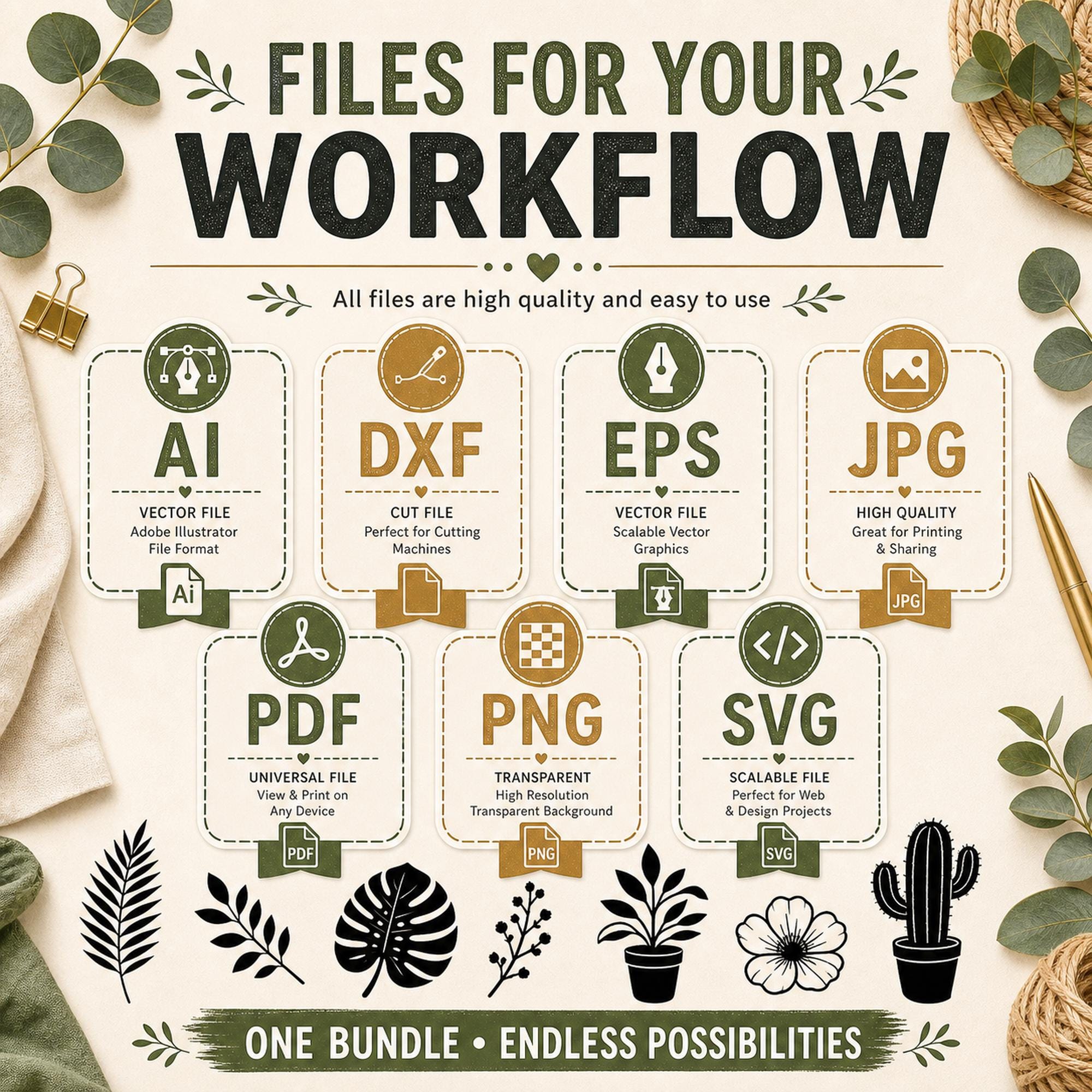 15 Floral Leaves Silhouette SVG Bundle | Botanical Plant Cut Files for Cricut |  - image 6