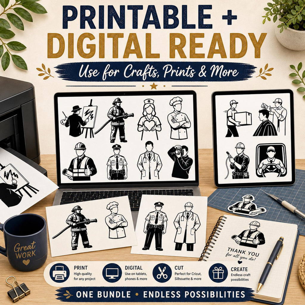 15 Professions SVG Bundle Silhouette | Career Job PNG Cut Files for Cricut | Com - image 7