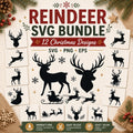 12 Reindeer Silhouette SVG Bundle | Christmas SVG compatible with Cricut | Santa Slei - image 1
