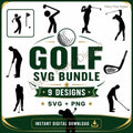 Golf SVG Bundle | Golfer Silhouette PNG | Golf Club Clipart | Golfing Cut Files for C - image 1
