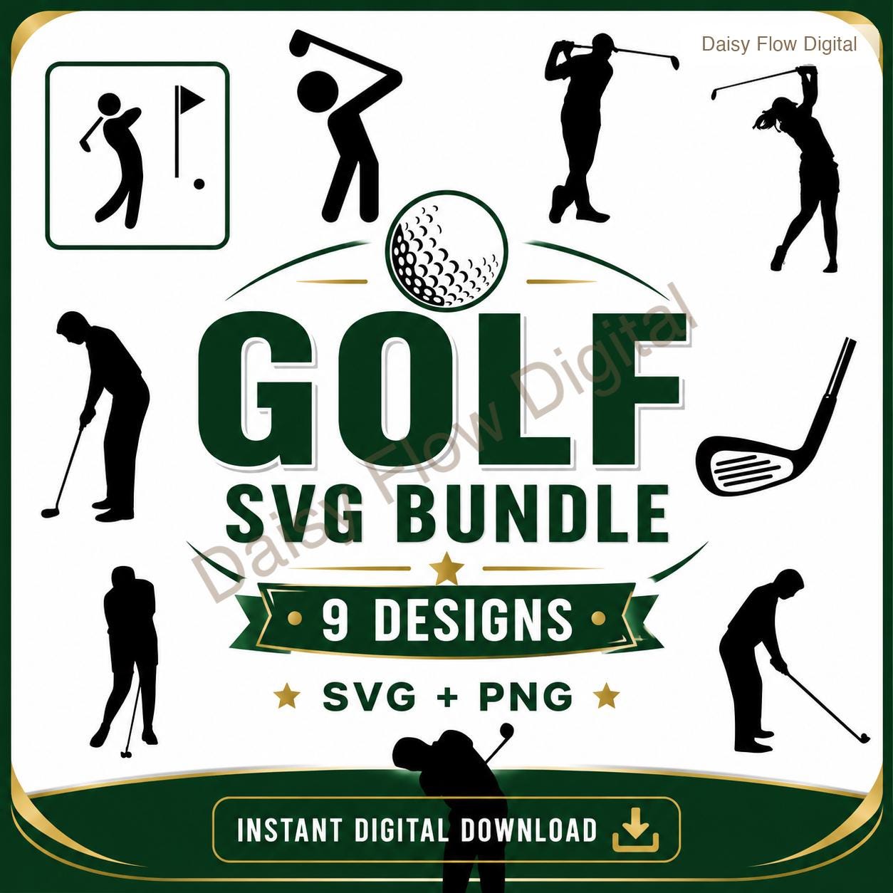 Golf SVG Bundle | Golfer Silhouette PNG | Golf Club Clipart | Golfing Cut Files for C - image 1