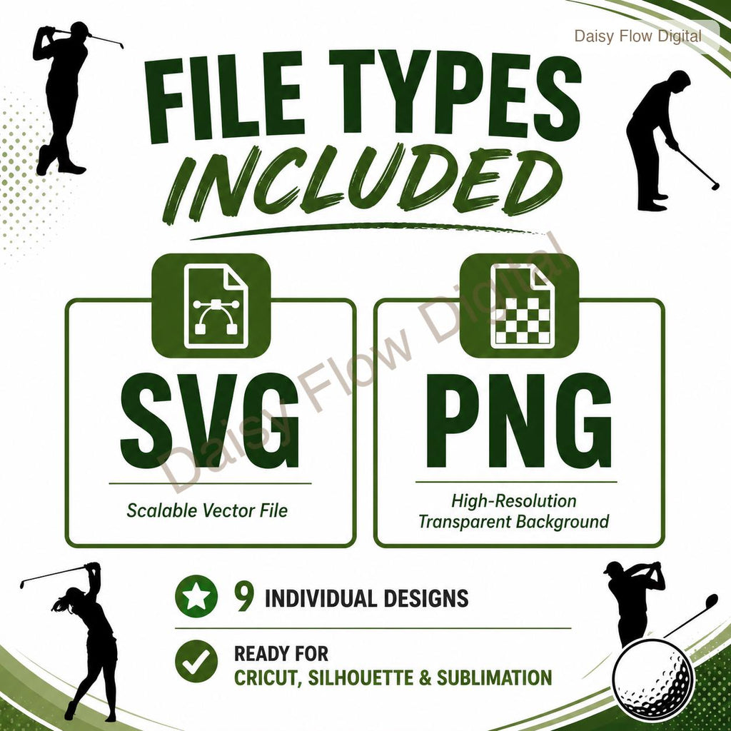 Golf SVG Bundle | Golfer Silhouette PNG | Golf Club Clipart | Golfing Cut Files for C - image 5