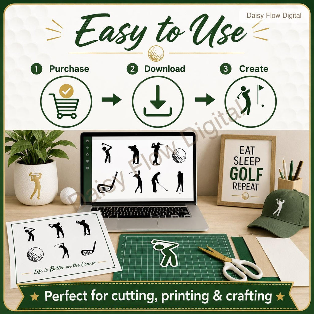 Golf SVG Bundle | Golfer Silhouette PNG | Golf Club Clipart | Golfing Cut Files for C - image 7