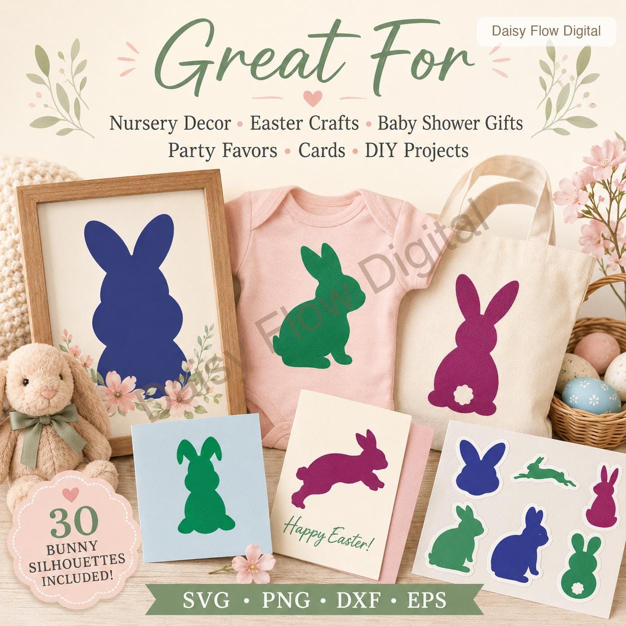 Bunny SVG Bundle | Rabbit Silhouette SVG | Easter Bunny Clipart for Cricut | Woodland - image 2