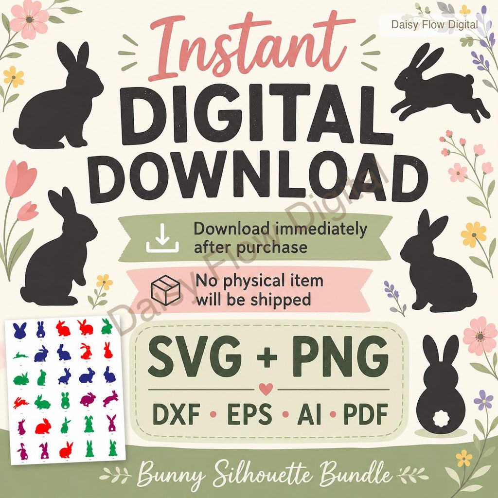 Bunny SVG Bundle | Rabbit Silhouette SVG | Easter Bunny Clipart for Cricut | Woodland - image 6