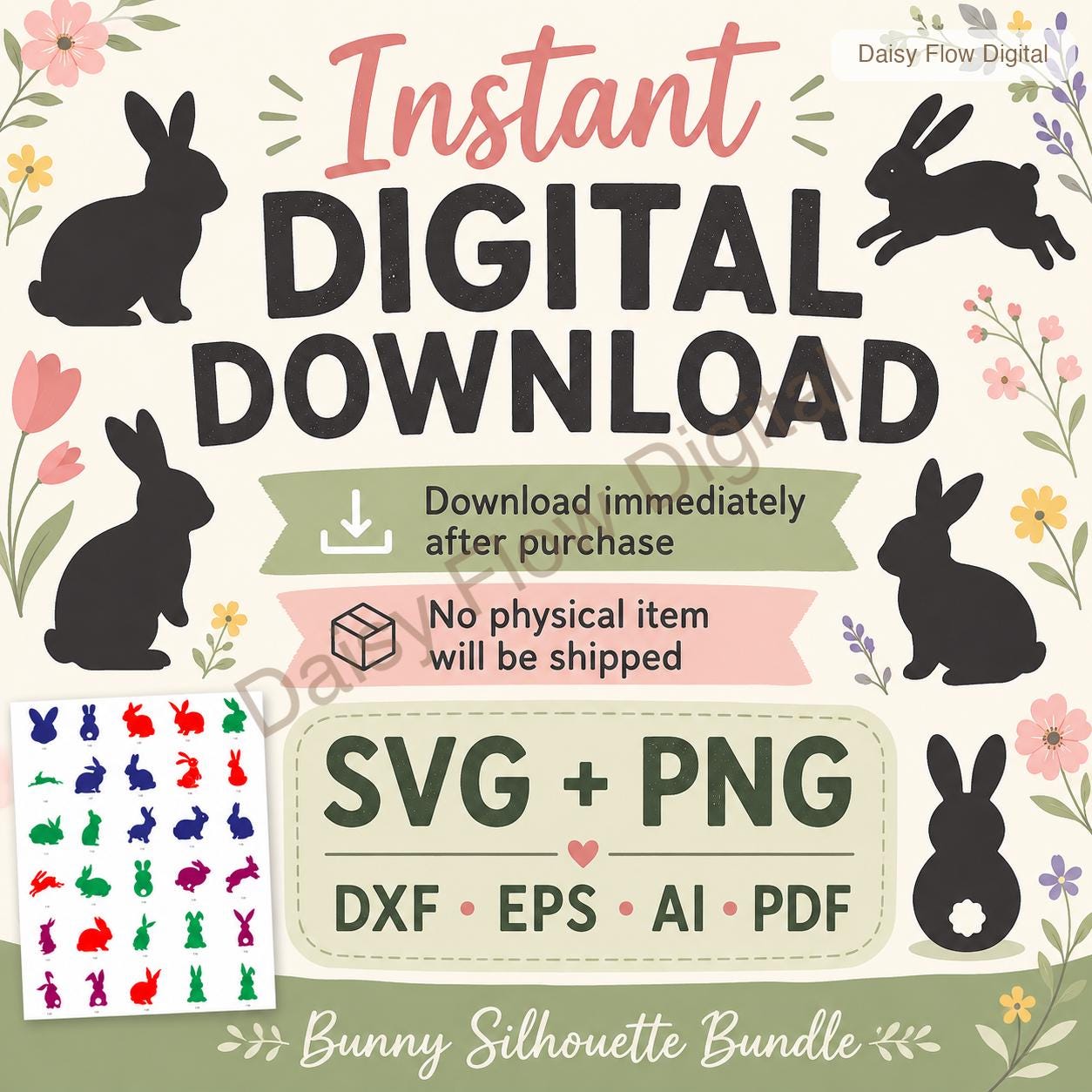 Bunny SVG Bundle | Rabbit Silhouette SVG | Easter Bunny Clipart for Cricut | Woodland - image 6