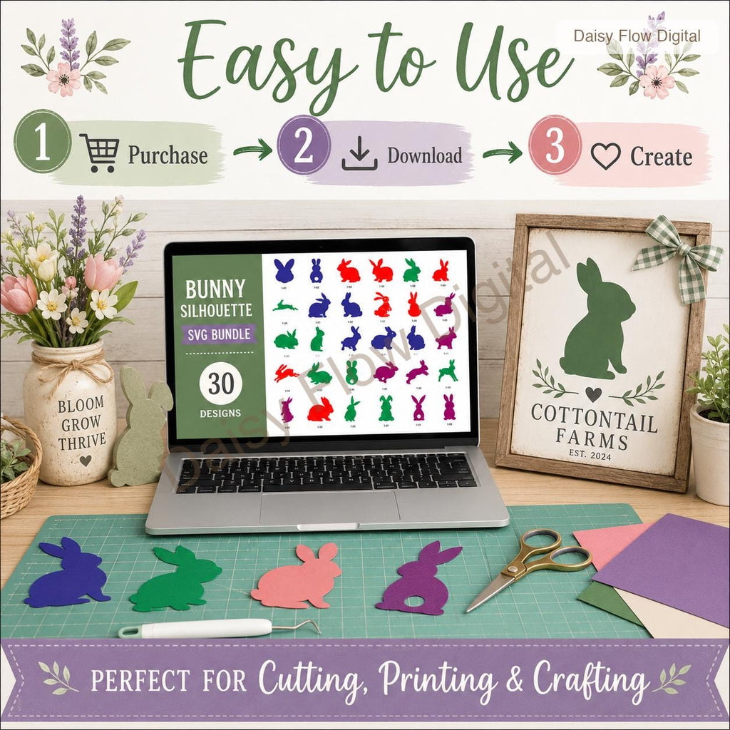 Bunny SVG Bundle | Rabbit Silhouette SVG | Easter Bunny Clipart for Cricut | Woodland - image 9