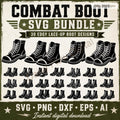 Combat Boot SVG Bundle | 30 Boot Silhouette Clipart | Military Army Boot PNG | Goth P - image 1