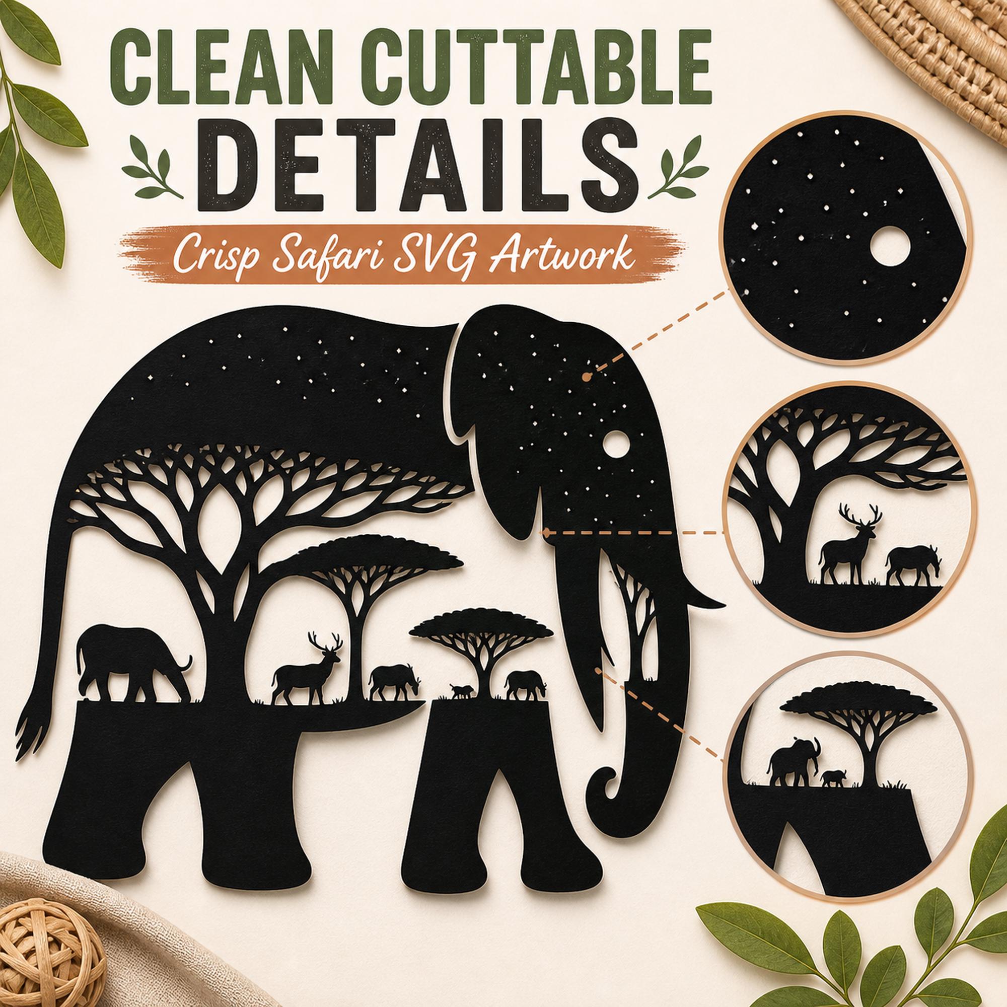 27 Elephant SVG Bundle | Safari Animal Scene SVG | Elephant Silhouette Cricut Files | - image 4