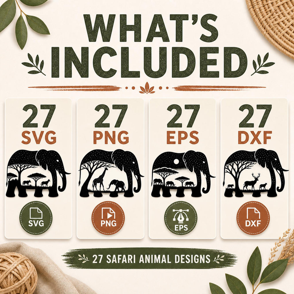 27 Elephant SVG Bundle | Safari Animal Scene SVG | Elephant Silhouette Cricut Files | - image 3