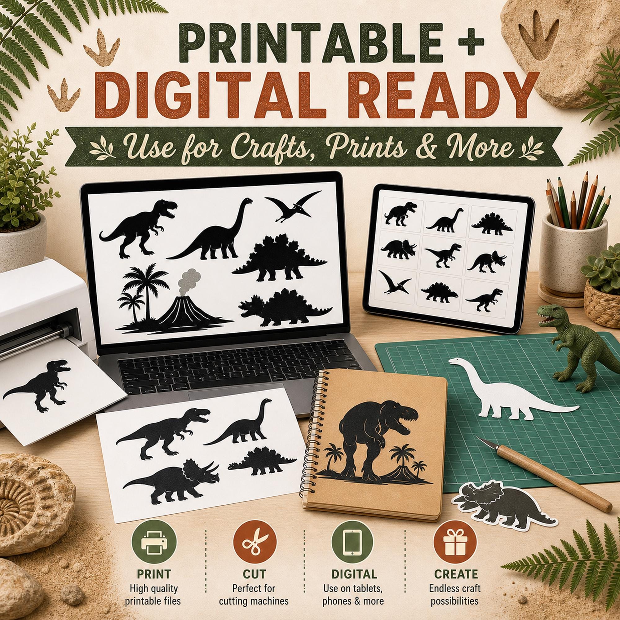 16 Dinosaur SVG Bundle Silhouette | Prehistoric Dino Clipart for Cutting Machines | T - image 7