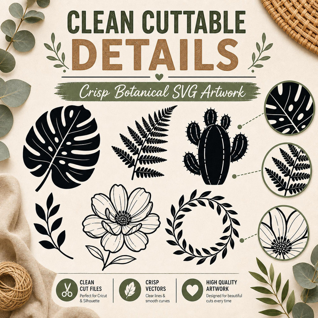 15 Floral Leaves Silhouette SVG Bundle | Botanical Plant Cut Files for Cricut |  - image 4