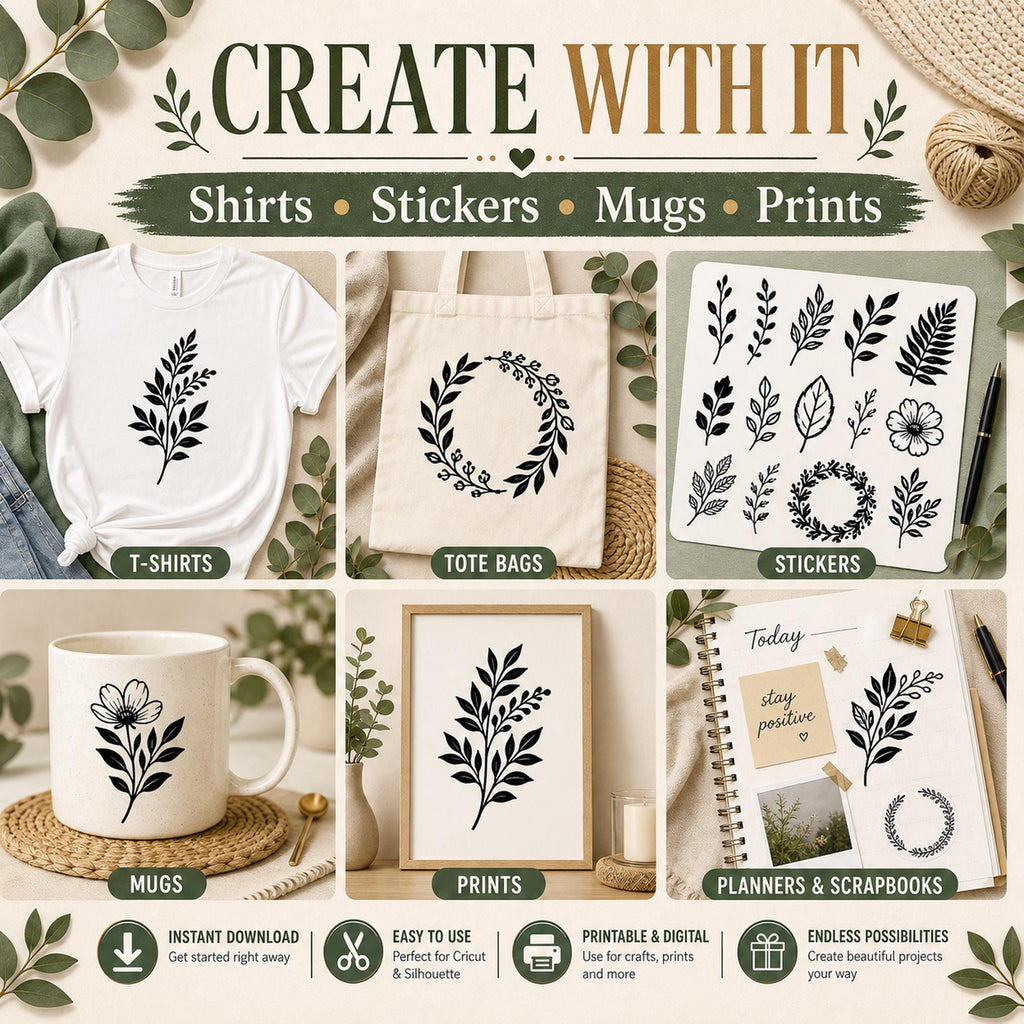15 Floral Leaves Silhouette SVG Bundle | Botanical Plant Cut Files for Cricut |  - image 5