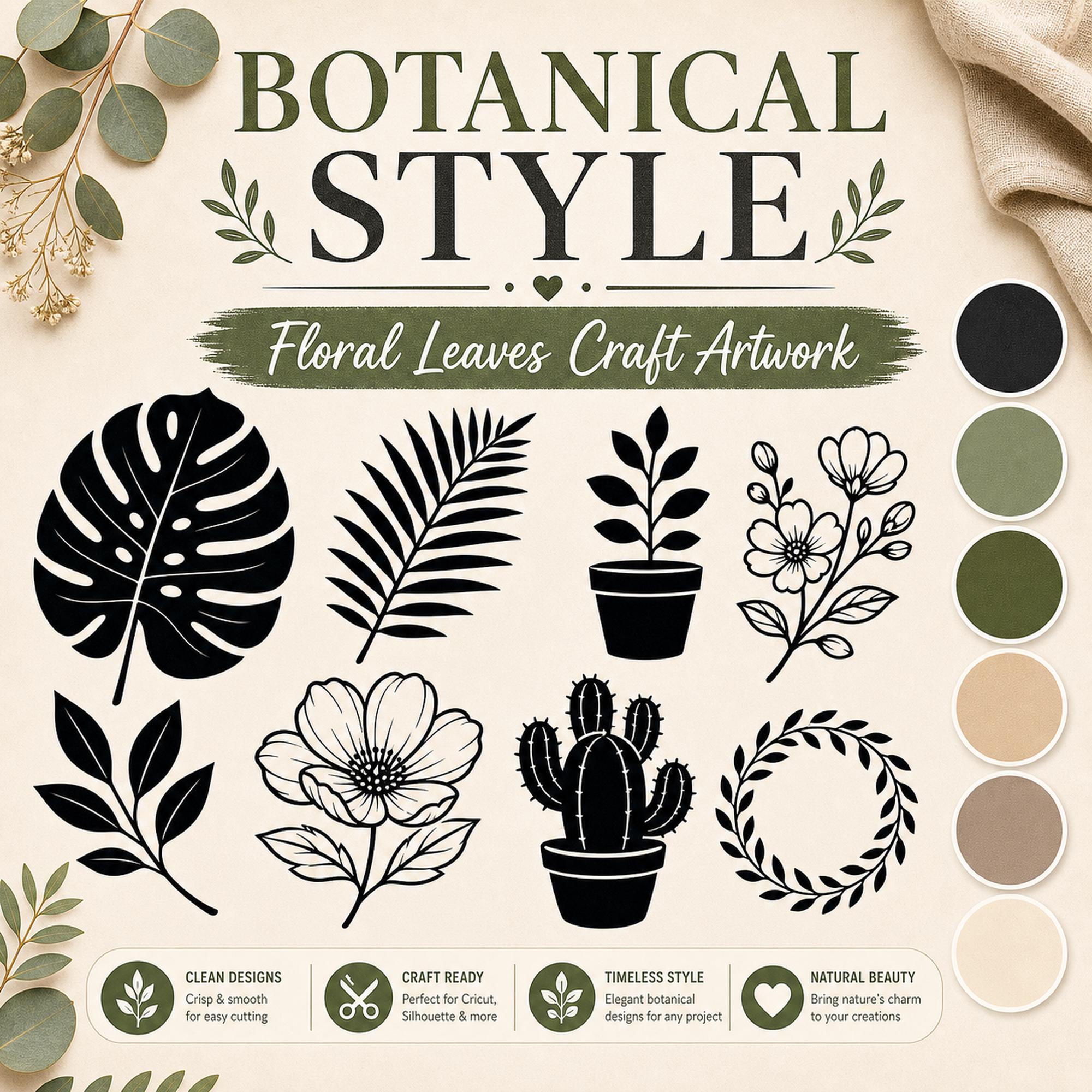 15 Floral Leaves Silhouette SVG Bundle | Botanical Plant Cut Files for Cricut |  - image 8