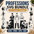 15 Professions SVG Bundle Silhouette | Career Job PNG Cut Files for Cricut | Com - image 1