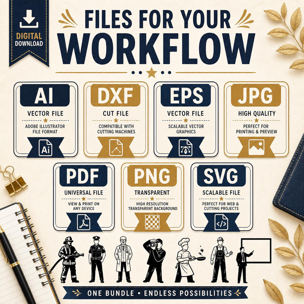 15 Professions SVG Bundle Silhouette | Career Job PNG Cut Files for Cricut | Com - image 6