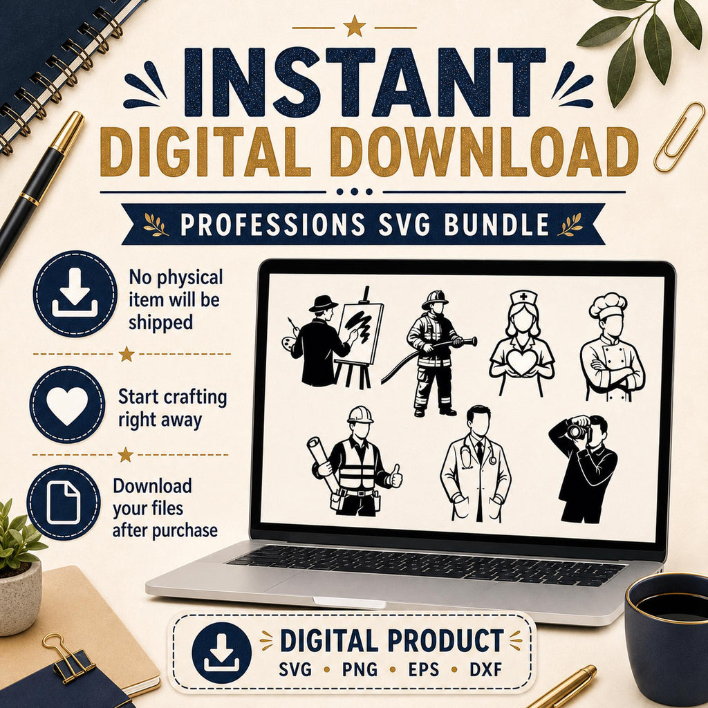 15 Professions SVG Bundle Silhouette | Career Job PNG Cut Files for Cricut | Com - image 10