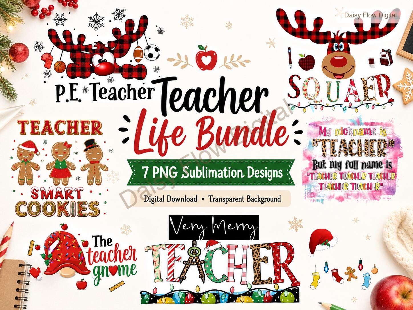 Teacher Sublimation Bundle | Teacher Life PNG for T-shirts | Funny Teacher Designs, B - image 1