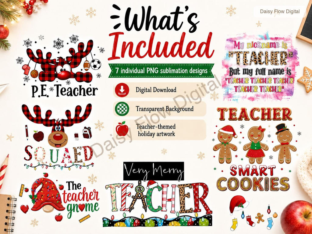 Teacher Sublimation Bundle | Teacher Life PNG for T-shirts | Funny Teacher Designs, B - image 2