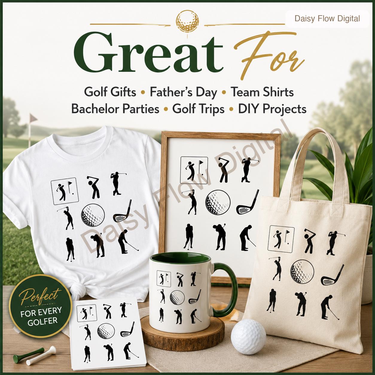 Golf SVG Bundle | Golfer Silhouette PNG | Golf Club Clipart | Golfing Cut Files for C - image 2