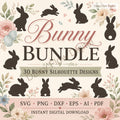 Bunny SVG Bundle | Rabbit Silhouette SVG | Easter Bunny Clipart for Cricut | Woodland - image 1