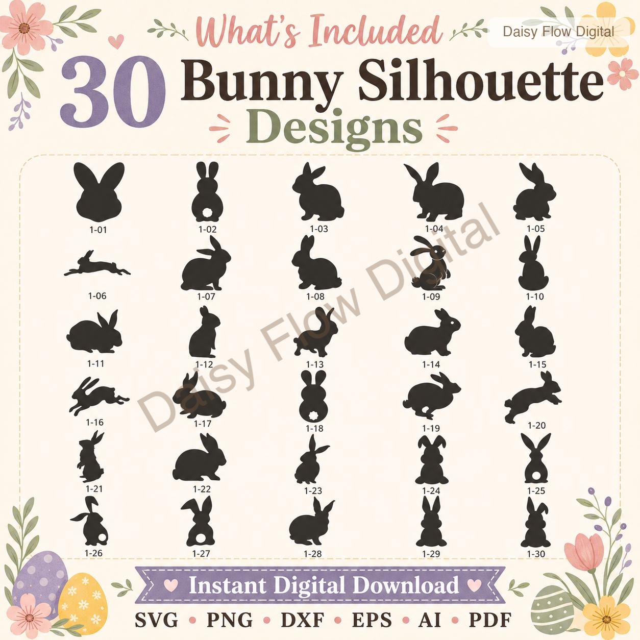 Bunny SVG Bundle | Rabbit Silhouette SVG | Easter Bunny Clipart for Cricut | Woodland - image 3