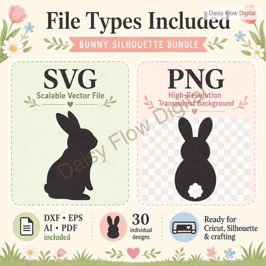 Bunny SVG Bundle | Rabbit Silhouette SVG | Easter Bunny Clipart for Cricut | Woodland - image 5