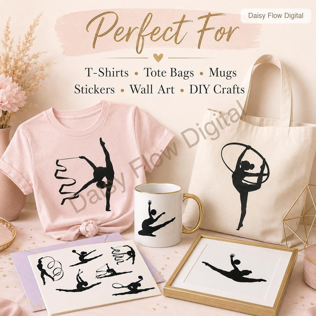 Rhythmic Gymnastics SVG Bundle | Gymnast Silhouette Cricut Files | Dancer SVG, Ribbon - image 6