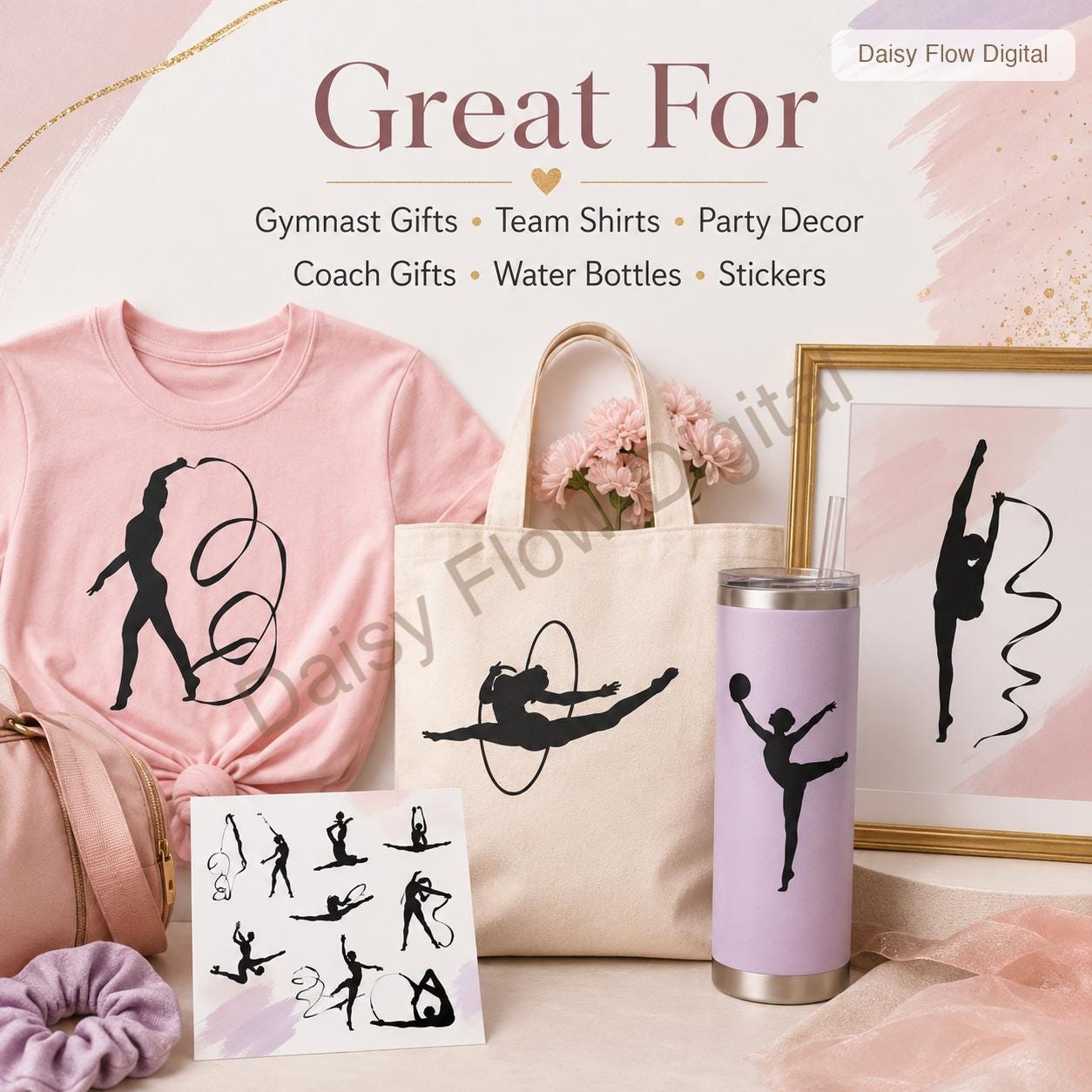 Rhythmic Gymnastics SVG Bundle | Gymnast Silhouette Cricut Files | Dancer SVG, Ribbon - image 9