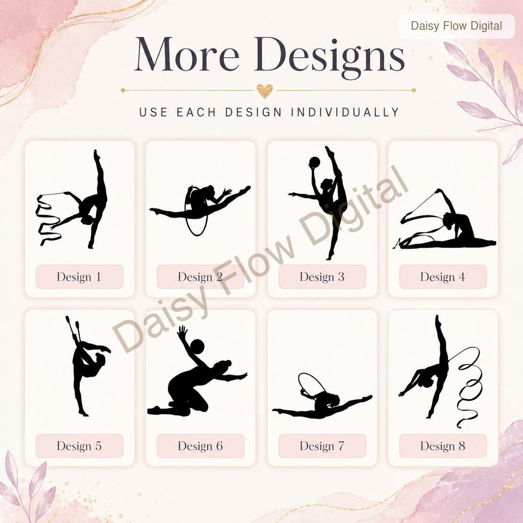 Rhythmic Gymnastics SVG Bundle | Gymnast Silhouette Cricut Files | Dancer SVG, Ribbon - image 8