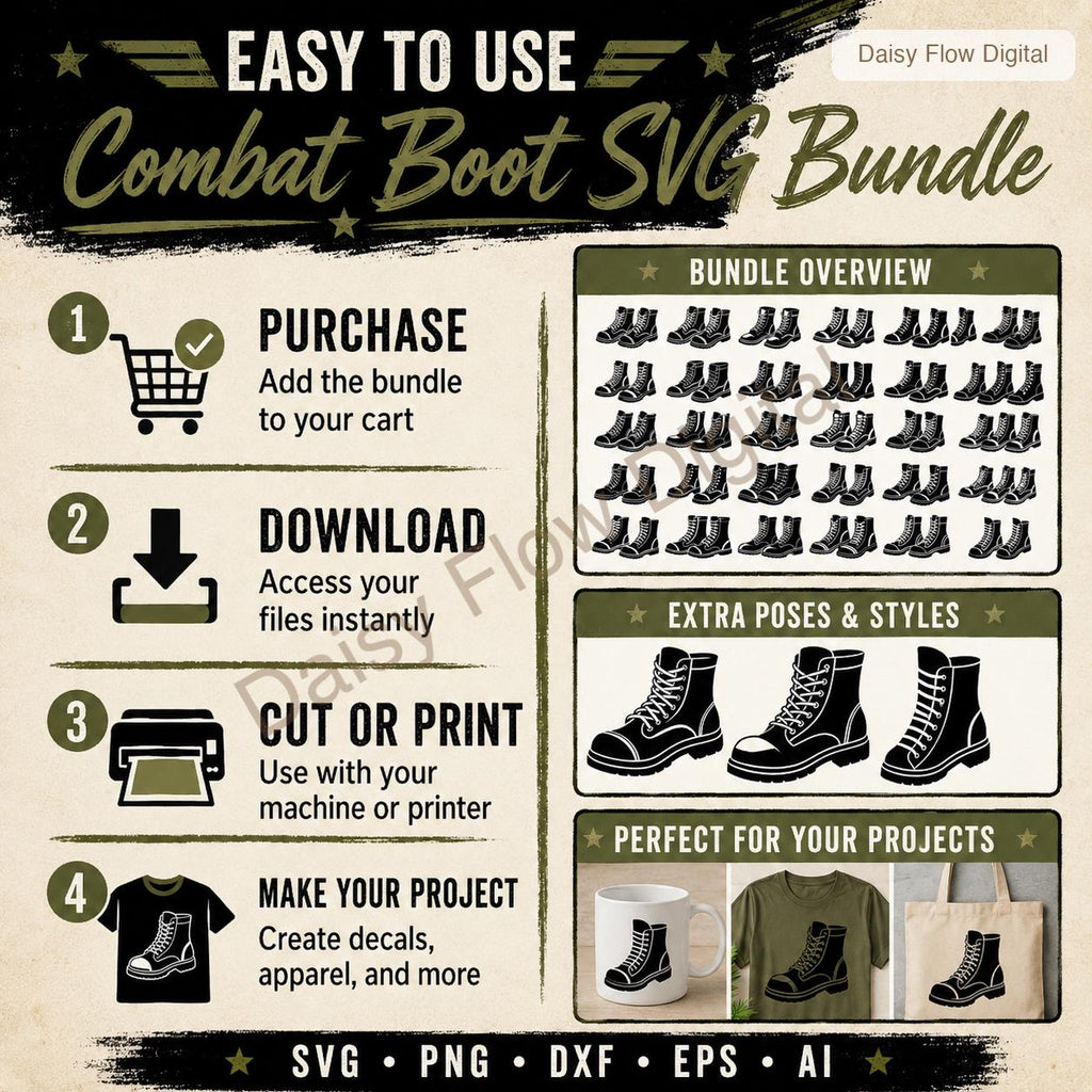 Combat Boot SVG Bundle | 30 Boot Silhouette Clipart | Military Army Boot PNG | Goth P - image 8